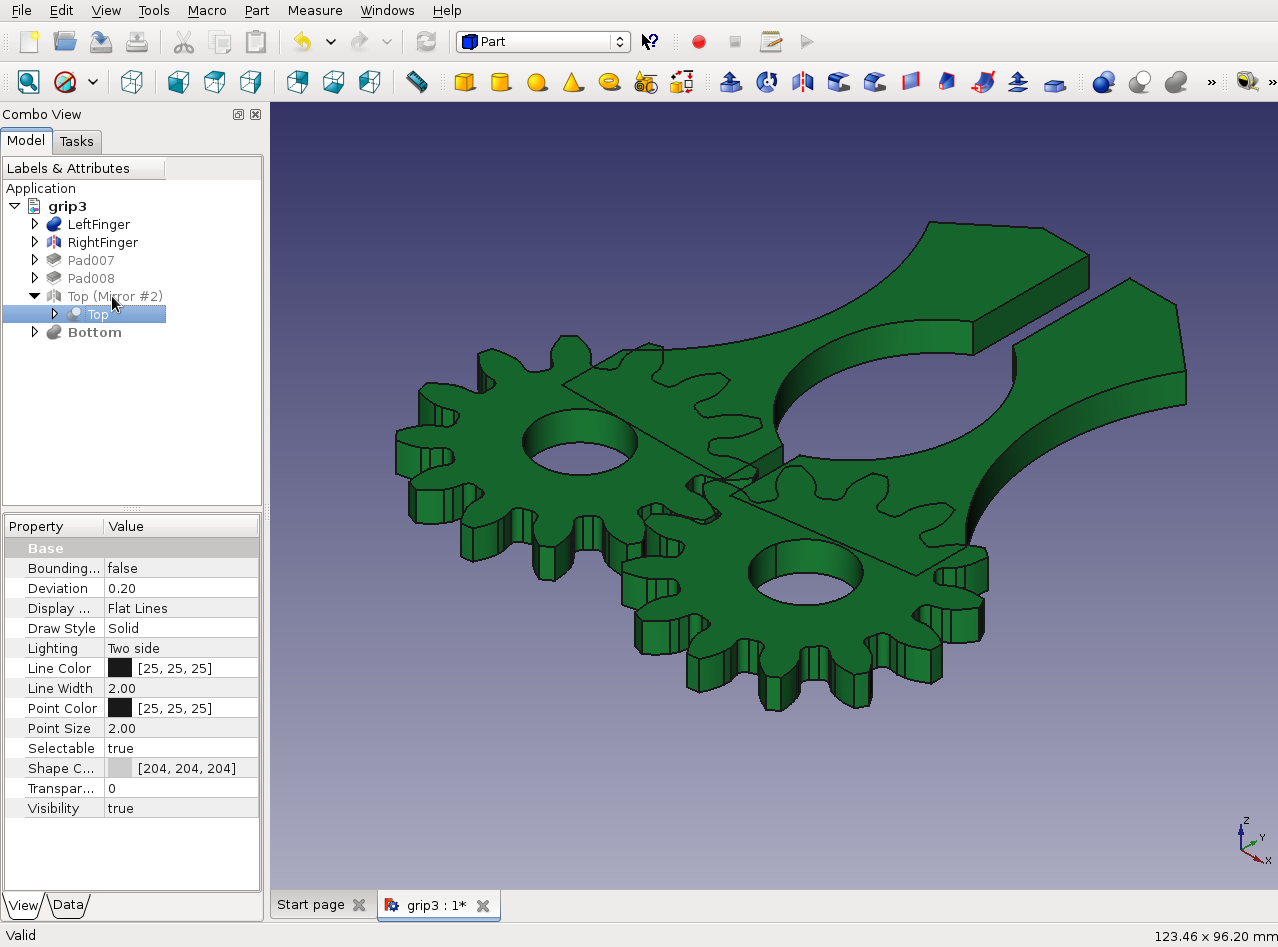 3D nyomtatással készült robot kéz FreeCAD-ben (robot
grip)