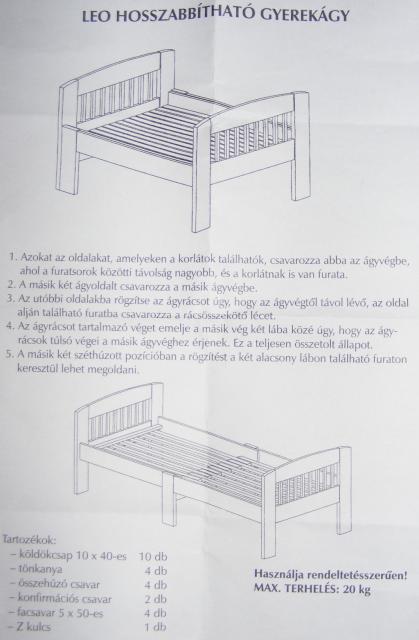 Leo hosszabbítható gyerekágy összeszerelési
útmutató