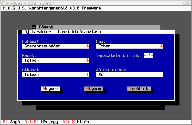 M.A.G.U.S. karaktergeneráló Linux
alatt